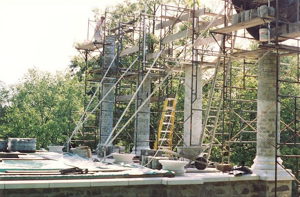 The columns being built, front elevation